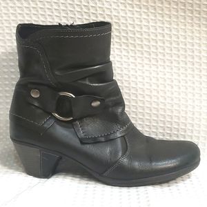 Remonte Dorndorf Women's Ankle Booties Black Leather Heeled Zip Up Size 38/US 7